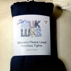 NWT Muk Luks women’s medium black fleece footless tights